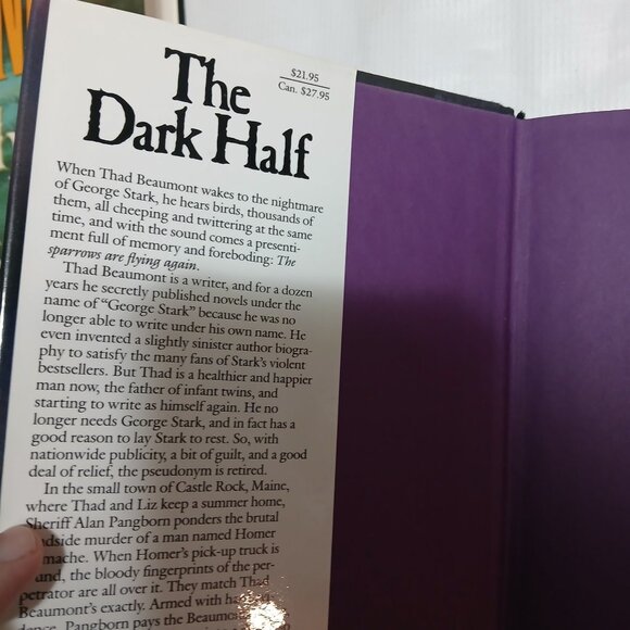 Stephen King The Dark Half Viking 3rd Printing 1989 Hardcover Dust Jacket Horror - Picture 5 of 6